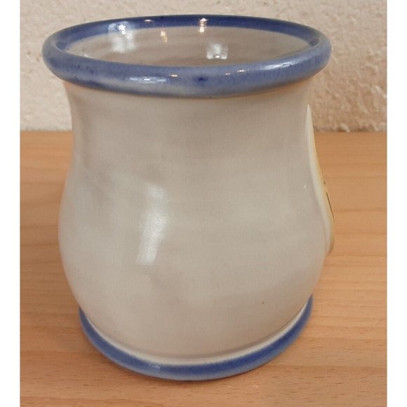 Deneen Pottery Mug Broken Egg Cafe Siesta Key Florida Blue Hand Thrown 2017 USA - Picture 4 of 7